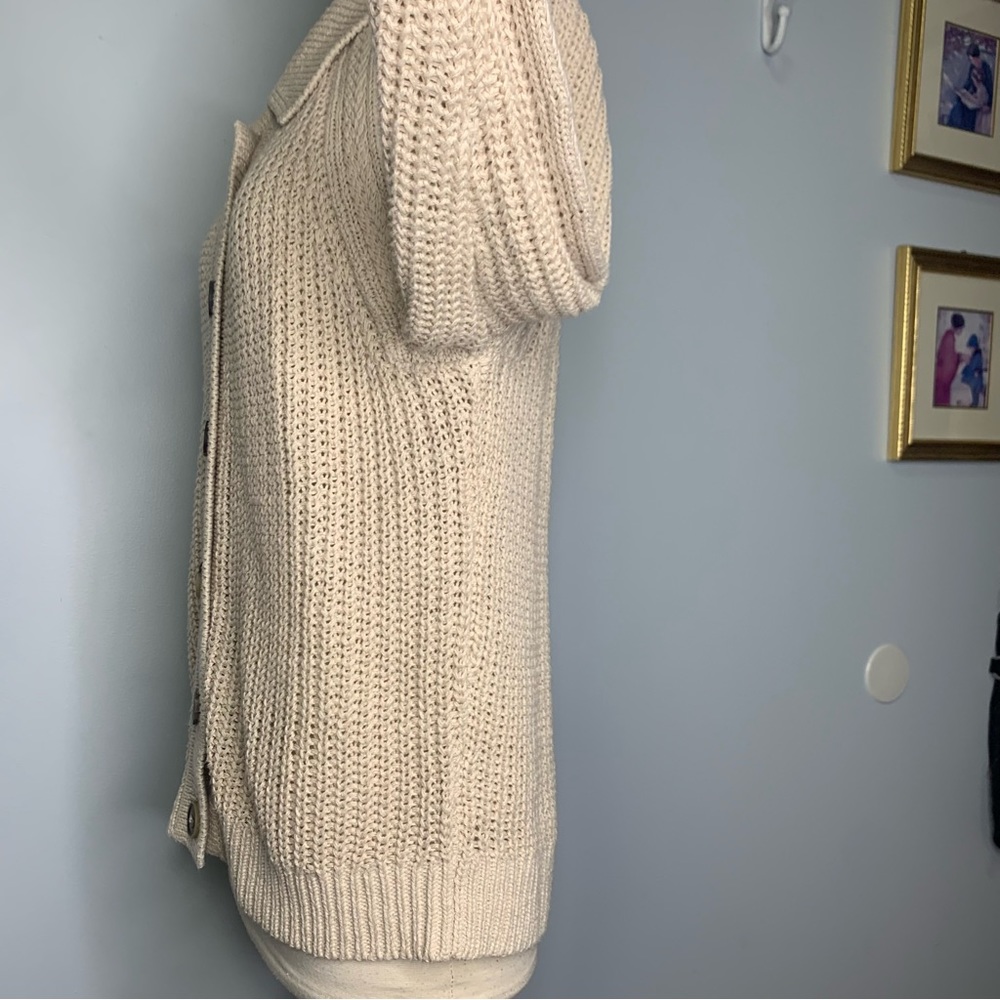 Garnet Hill Cream Chunky Knit Button-Front Cardigan - Picture 8 of 12